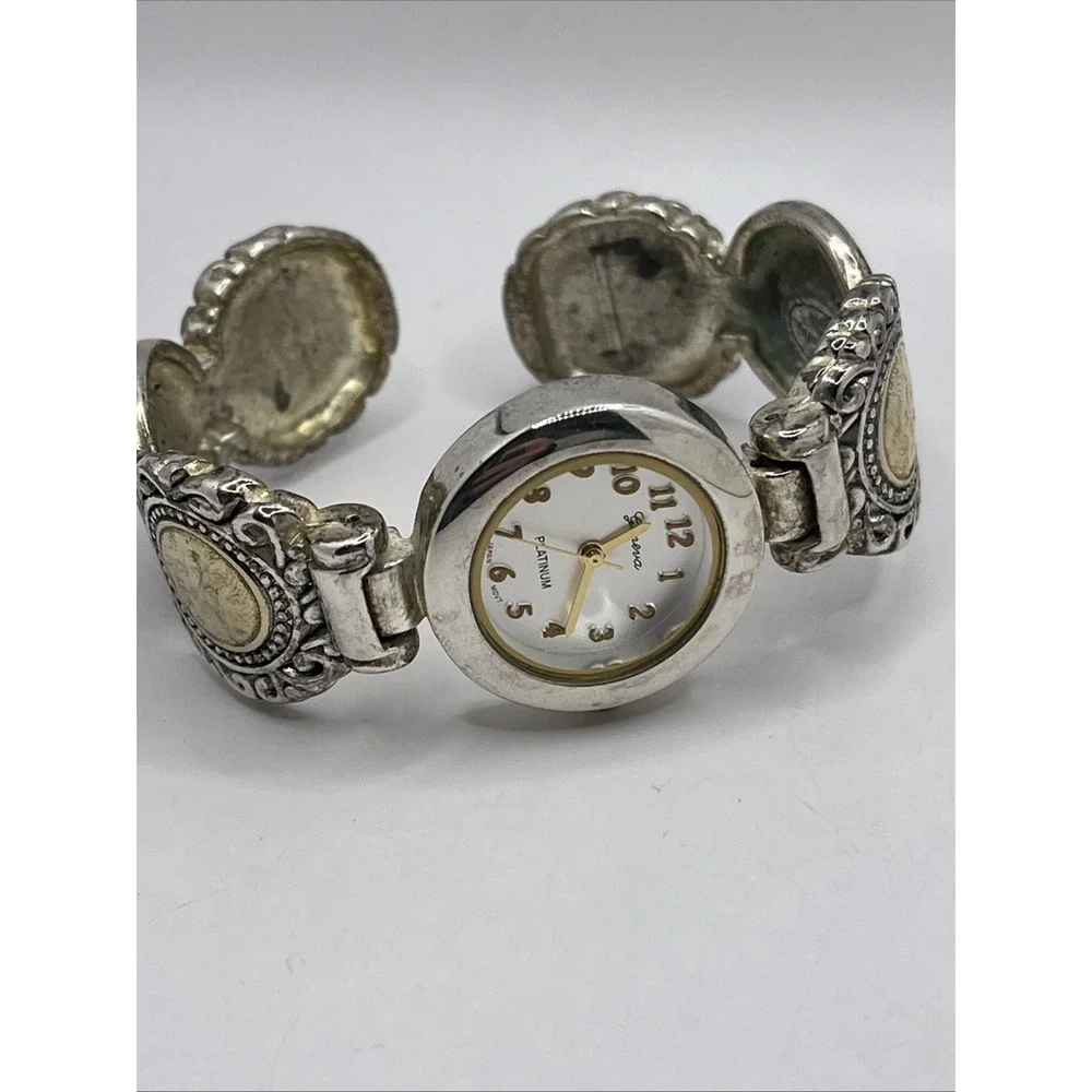 Geneva Platinum Women's Watch Cuff Bracelet Silver Tone‎ 26mm - New Battery